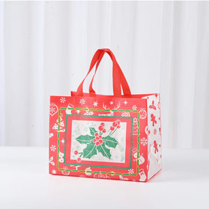 Cute Cartoon Santa Claus Elk Snowflake Coated Non-Woven Bag Folding Bag Candy Apple Print Package Bag Home Party Supplies - www.sixcolors.us