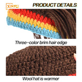 XINFEI Jamaican Knitted Wig Braid Hat Unisex Hair Hat Handmade Fancy Wig Caps Halloween Ghost House Wig Black - www.sixcolors.us