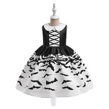 Halloween Black Bat Printed Costumes for Girls Carnival Cosplay Wedding Birthday Princess Party Dresses Christmas Kids Clothing - www.sixcolors.us