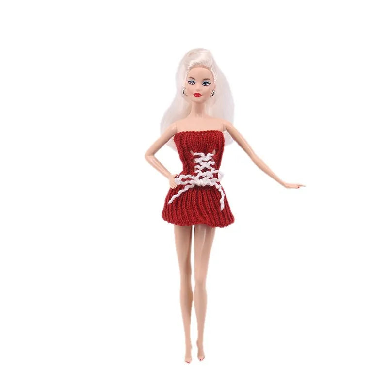 Multicolored Mini Plush Knitted Sweater Fur Coat Doll Accessories Tops Casual Dress Dressing Clothes For Barbiees Doll Kid Toys