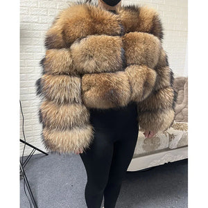 MAOMAOKONG 2024 Plus Size tops Clothing Curve coat Women's Natural real raccoon Fur Coat winter jackets outerwears Female Vest