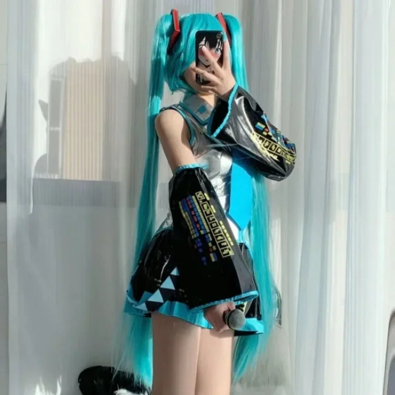 Hatsune Miku Cosplay clothes Animation formula clothes Miku wig accessories short skirt full set of Halloween party clothes - www.sixcolors.us
