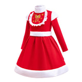 2024 Winter Kids Plush Warm Role Play Santa Claus Christmas Dress for Girls 2-8Years Xmas Baby Masquerade Elegant Party Clothes