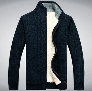 Men Sweaters Winter Warm Fleece Knitted Sweater Autumn Jackets Cardigan Coats Male Clothing Casual Knitwear