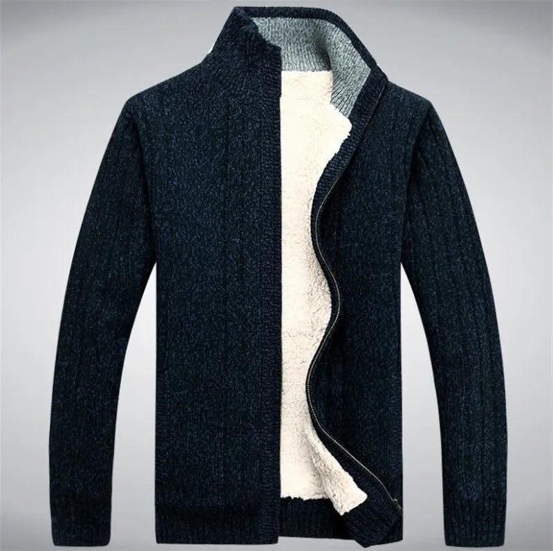 Men Sweaters Winter Warm Fleece Knitted Sweater Autumn Jackets Cardigan Coats Male Clothing Casual Knitwear