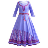 Wish Asha 3D Print Dress Halloween Party Long Sleeve Princess Costume 3-10 Yrs Kids Cartoon Role Playing Outfits New Arrival - www.sixcolors.us